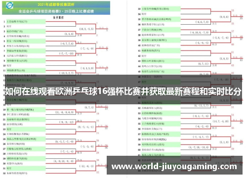 如何在线观看欧洲乒乓球16强杯比赛并获取最新赛程和实时比分