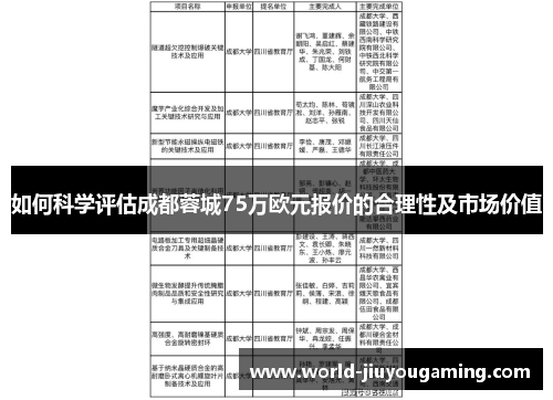 如何科学评估成都蓉城75万欧元报价的合理性及市场价值